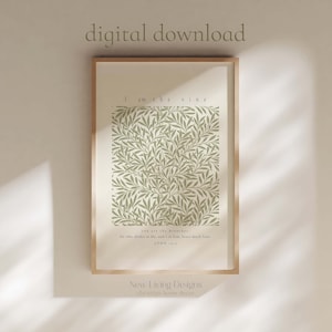 以下が含まれることがあります： 緑の葉の模様と「私はぶどうの木であり、あなたは枝である。私の中にあって、私が彼の中にいる者は、多くの実を結ぶ。ヨハネ 15:5」と「New Living Designs、クリスチャンホームデコレーション」というテキストが書かれた額装プリントのデジタルダウンロードです。