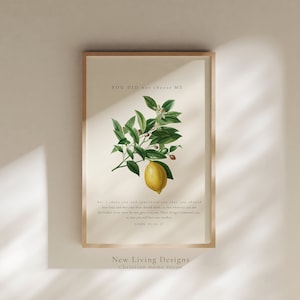 I chose you John 15:16 poster, Christian Home decor, Printed & Shipped, vintage Scripture Decor, Vintage lemon poster, Bible Verse Wall Art
