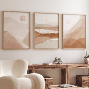 Psalm:23 Set of 3 | Minimal Desert art | Printed & Shipped | Modern Scripture Decor | Bible verse prints  | Christian Home Decor Print