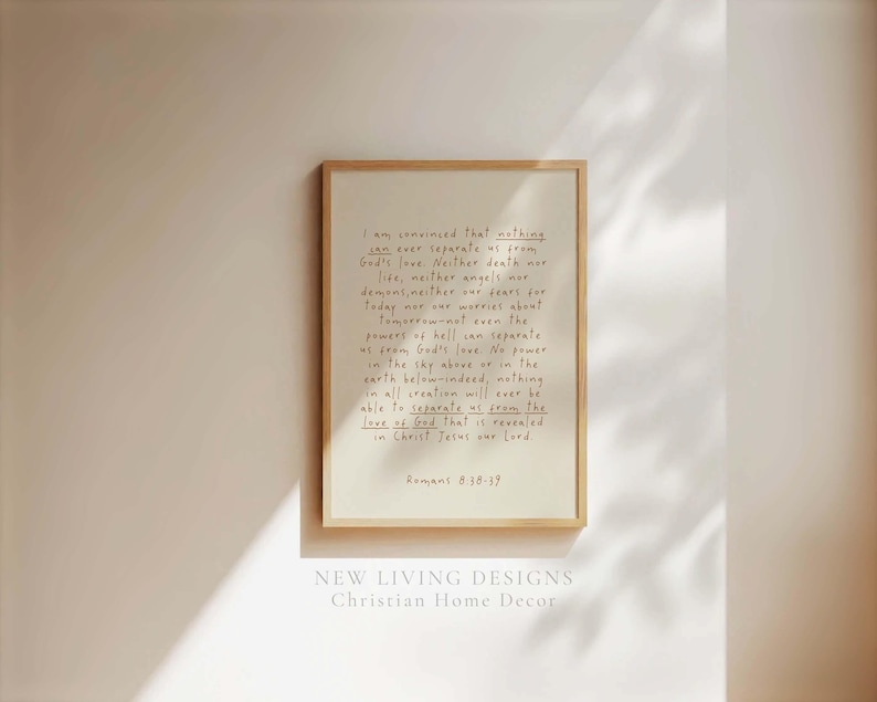Romans 8 Beige poster, Printed & Shipped, Minimal Bible verse prints , Christian Home Decor, Typography Scripture Poster, Faith Poster