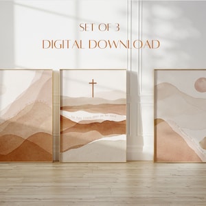 Set of 3 Faith can move mountains Printable Wall Art | Digital Download | Modern Scripture Decor | Bible verse prints | Christian Home Decor