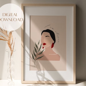 Modern woman art | Digital DOWNLOAD | Neutral wall art | Woman Wall Art | Minimal woman print | Boho decor | Earth Tone |Printable wall art