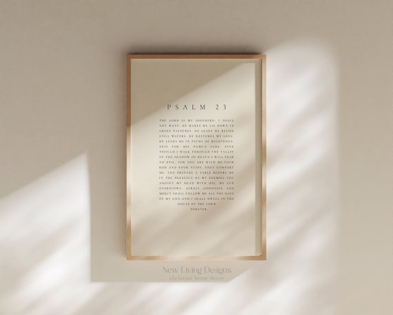 Psalm 23 Beige poster, Printed & Shipped, Minimal Bible verse prints , Christian Home Decor, Typography Scripture Poster, Faith Poster