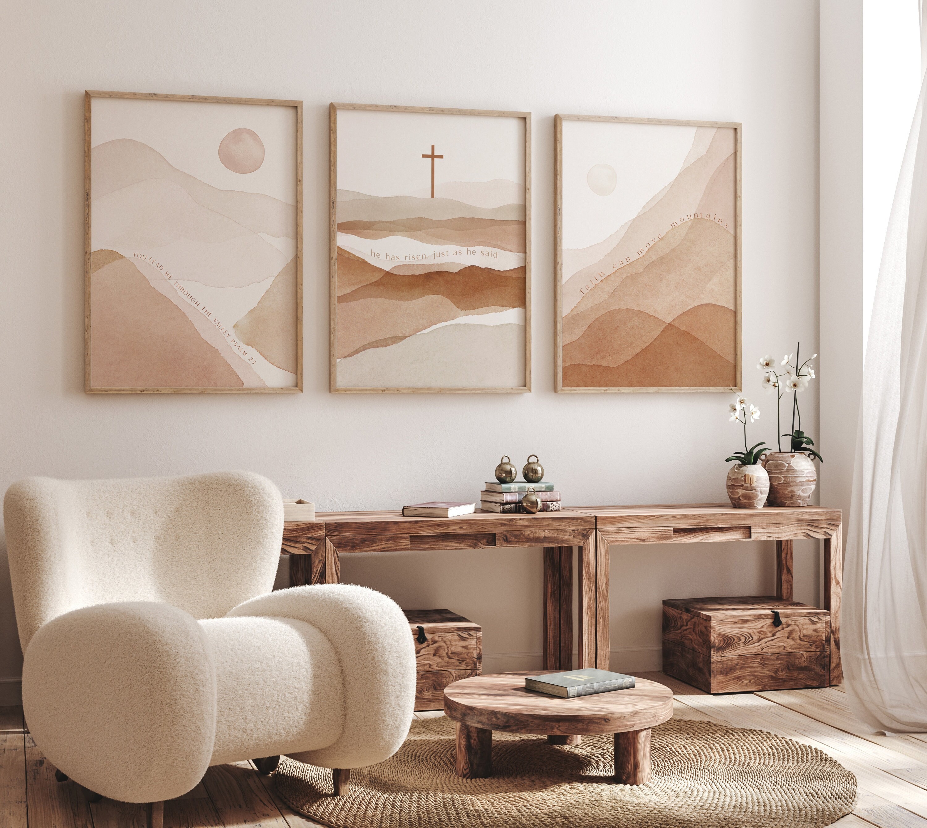Psalm:23 3er Set | Minimalistische Wüstenkunst | Gedruckt & Moderne Schrift