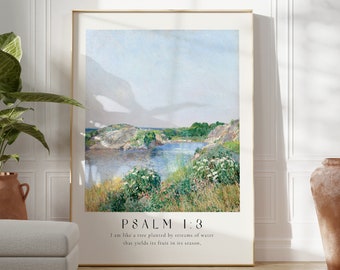 Psalm 1: 3 Ein Baum gepflanzt an den Flüssen des Wassers Poster, Bibel Vers Drucke, moderne christliche Wohnkultur, christliche Glaube Poster