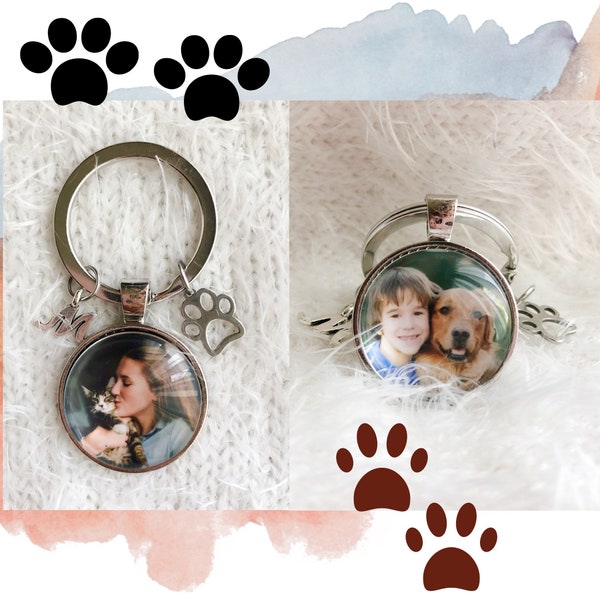 Double Side Pet Keychain, Pet loss memorial gift, dog lovers gift, cat lovers gift, cat dog loss, pet charms, pet keyring