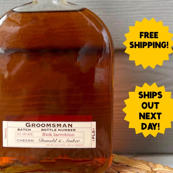 Groomsmen whiskey label | | Bourbon label | Custom wedding party present | Best Man gift | Personalized Custom Groomsman gifts | For Wedding