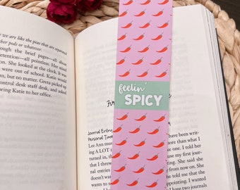 Feelin' Spicy Linen Paper Bookmark | Chili Pepper Design | Smut Book Lover | Steamy Novel Rating | Romance Genre | Romantic Book Club Gift