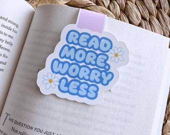 Magnetic Bookmark | Read More Worry Less | Paper Book Mark | Bookish Gift | For the Bookworm | Reading Accessory | Book Club Swag |Self Care