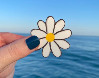 White-Petaled Daisy | Vinyl Waterproof Sticker |