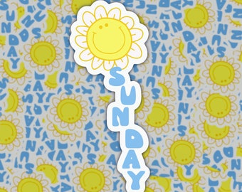 Sunday Sticker | Smiley Face Daisy Decal | Daisy Smiley Face | Floral Smiley Face | Sundays are the best day | Sweet Sundays | Sunny Days