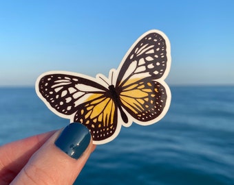 Yellow Butterfly | Vinyl Waterproof Sticker |