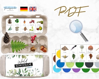 PDF Forest Egg Box Treasure Hunt Scavenger Hunt, PDF Forest Scavenger Hunt, Treasure Hunt Bingo