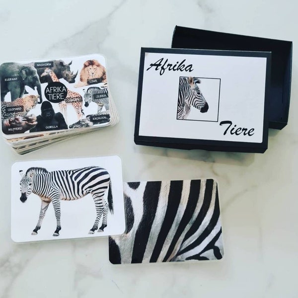 Afrika Tiere Spiel, Gedächtnisspiel, Montessori, Waldorf, personalisiertes Geschenk