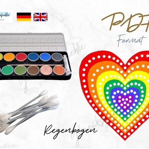 PDF polka dot picture set of 5 rainbow, Montessori, U3, PDF Dab picture, spot painter
