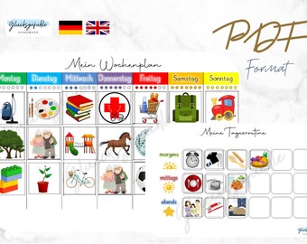 PDF Montessori weekly plan, weekly routine, printable, German & English, DIY, perpetual calendar