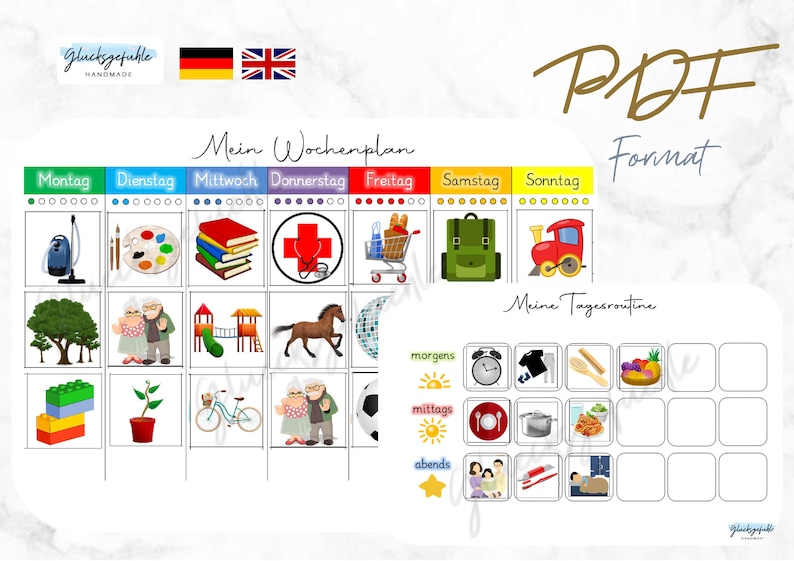 Wochenplan mit Bildkärtchen