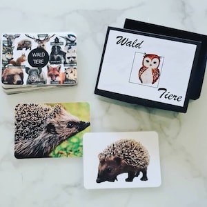 Wald Tiere Spiel, Montessori, Waldorf, personalisiertes Geschenk, Gedächtnisspiel