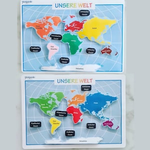 Weltkarte Montessori, Kontinente und Ozeane, Unsere Welt, Grundschule, Homeschool Learning