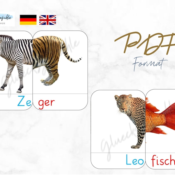 PDF animal halves syllables game learn hyphenation, PDF animal halves, learn hyphenation