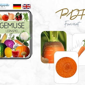 PDF 3D Vegetables, Montessori, Educational Game, Homeschool Learning, PDF 3D Vegetables, German & English