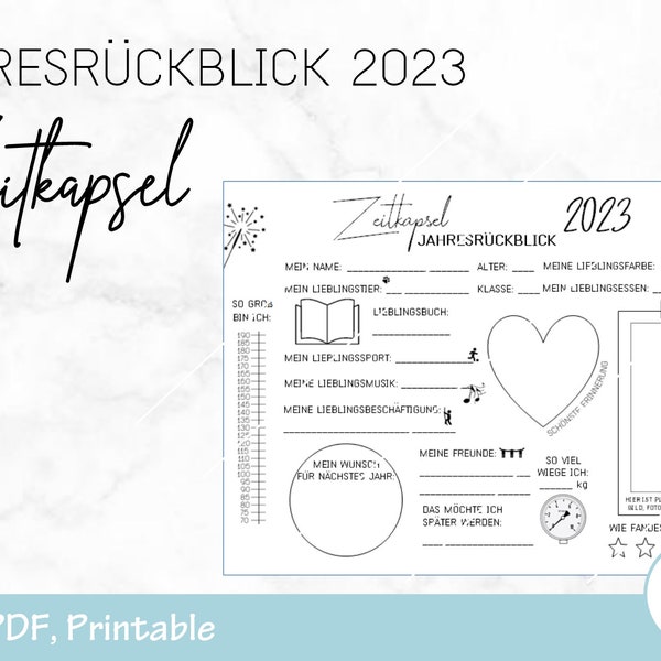 Afdrukbare PDF-tijdcapsule - Jaaroverzicht 2023, Countdown Bag met activiteitsideeën, Oudejaarsavond, Nieuwjaarsdag, 2024, Montessori