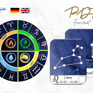 PDF Zodiac Sign, PDF Zodiac Sign, English & German, Homeschooling, Stars, Stars