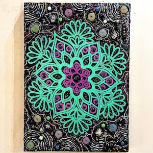 Vibrant Mandala Wall Art | 3D Textured Canvas Painting | Boho-Inspired Room Decor | Handmade Acrylic Artwork | Recycling Art | Love & Peace