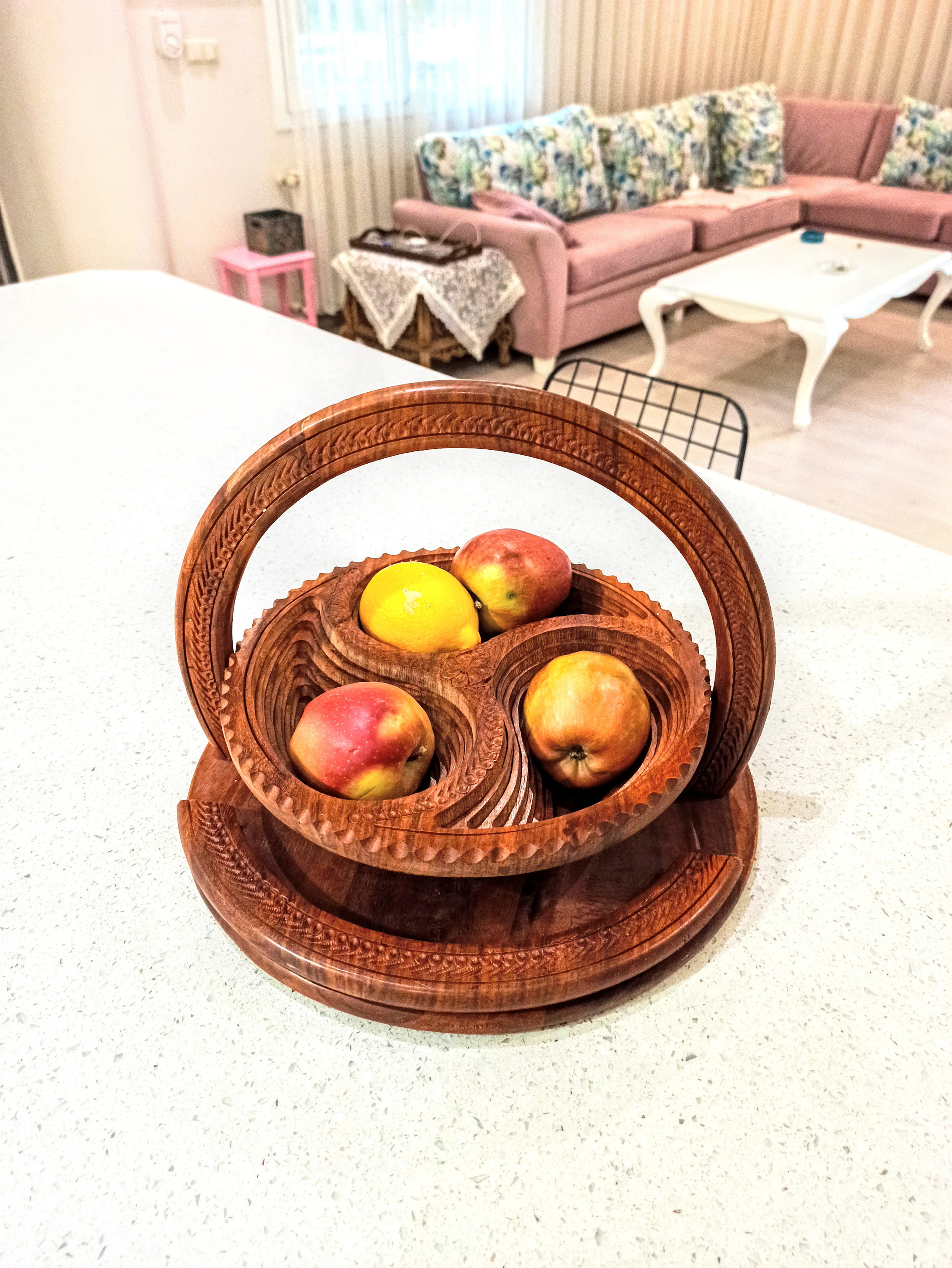 Collapsing Basket With Handle, Wood Fruit Bowl, Personalized Bowl, Wooden  Basket, Gift for Mom, Wooden Trivet 