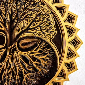 Tree of Life Wall Art, Wooden Mandala Multilayer 3D Wall Hanging, Boho Decor, Spiritual Yoga Art, Laser Cut Wood, Unique Gift, Love & Peace.
