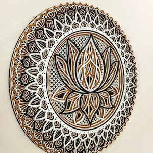 Lotus Flower Mandala, Wooden Mandala Wall Hanging, Colored Mandala Art, Spiritual Art, Laser Cut Layered Mandala, Abundance and Blessings &lt;3
