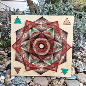 String Art Mandala Handmade Wall Art, 4 Elements Wood Wall Art ...