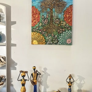 Tree of Life Textured Acrylic Painting on Canvas, Original Wall Art ...