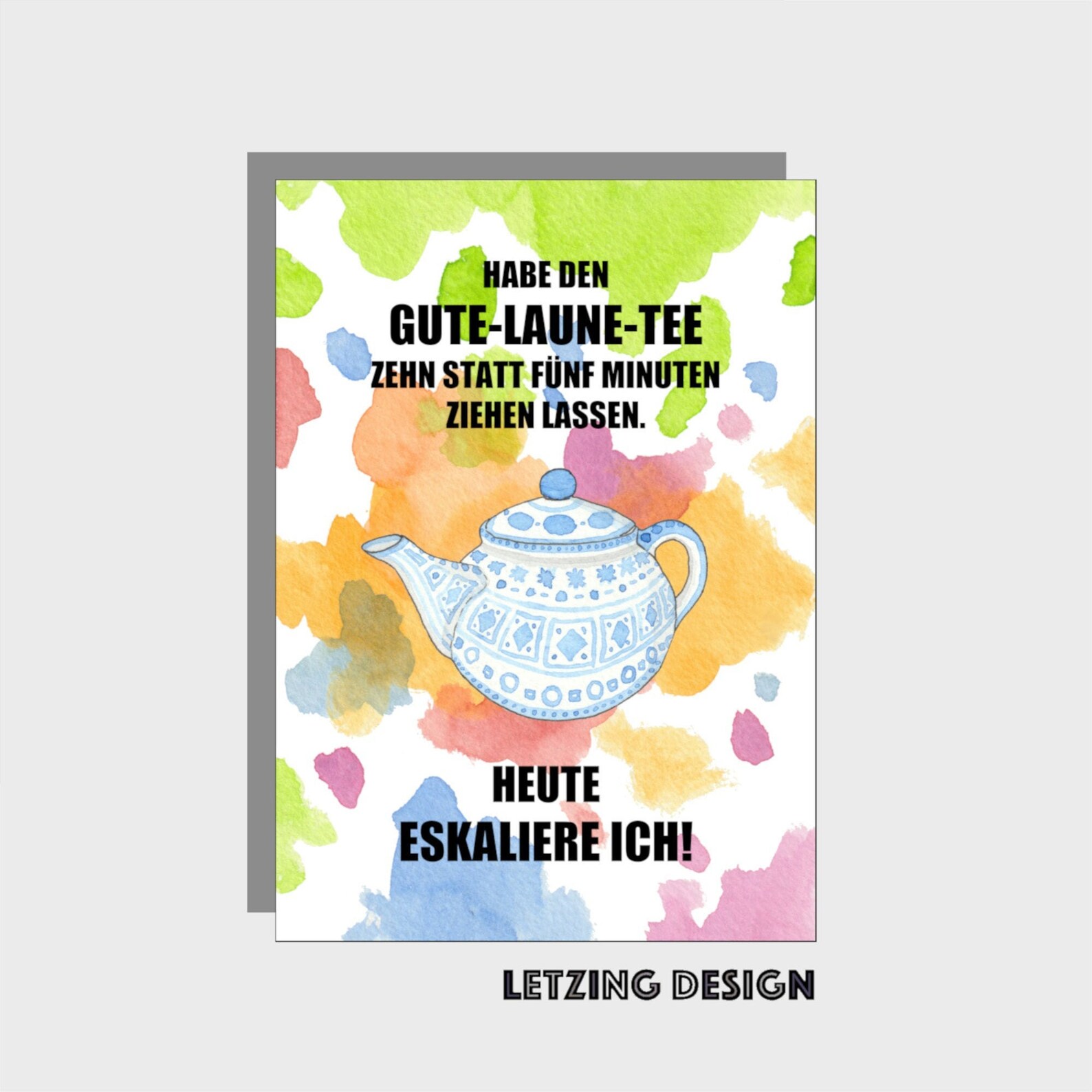 Tee Postkarte Gute Laune Spruchkarte Teekarte Teekanne Etsy