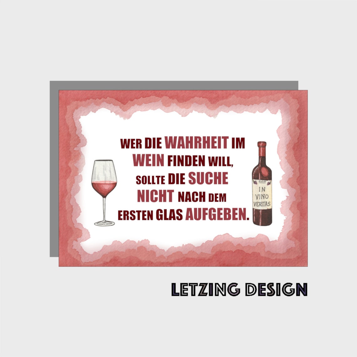 Wein Postkarte Rotwein In vino veritas Weinspruch Etsy