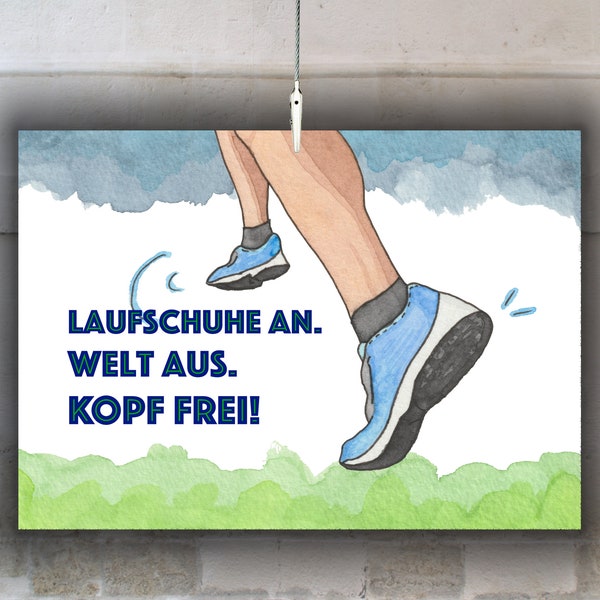 Postkarte Joggen Laufschuhe Sport Laufen | Jogging Karte Sportlich | Läufer Spruchkarte Walking | Marathon Training | Sprüche Laufmotivation