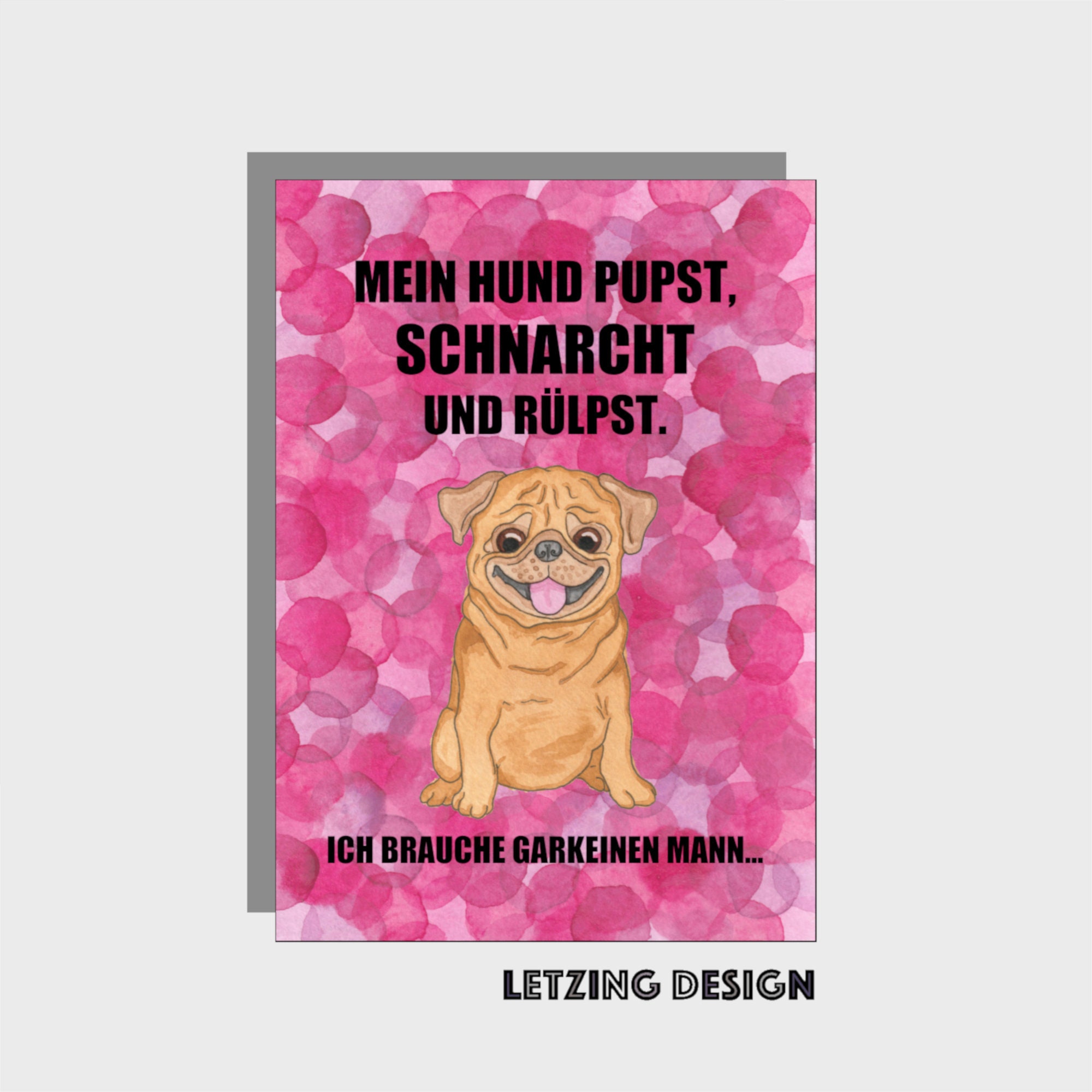 Hunde Postkarte Mops Schnarchen Pupsen Rülpsen Männer Etsy