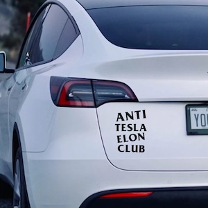 Anti-Tesla Elon Club Car Sticker | Digital Download | 8 Color Options | Printable Bumper Sticker | Modern Funny Wall Art  Instant Download
