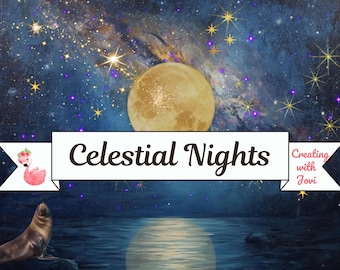 Celestial Junk Journal Printables, Mond und Sterne Digitaler Download
