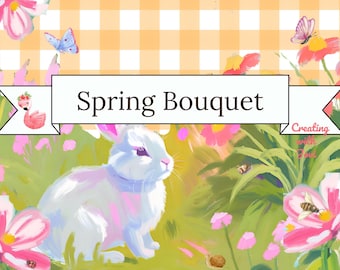 Frühlingsstrauß-Vorlage zum Ausdrucken: Florales Junk-Journal-Set (Digitaler Download)