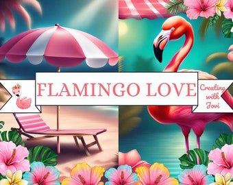 Flamingo Junk Journal Kit: Tropical Scrapbook Printable (Digital Download