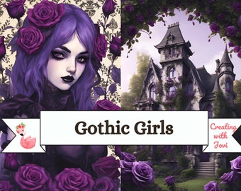 Gothic Girls Junk Journal Kit: Spooky Ladies, Halloween Collage (Digital Download)