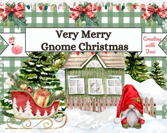 Gnome Christmas Junk Journal Kit: Printable Scrapbook Ephemera (Digital Download)