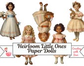 Heirloom Little Ones Paper Dolls Printable, Vintage Children Digital Download
