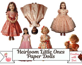 Heirloom Little Ones Paper Dolls Printable, Vintage Children Digital Download