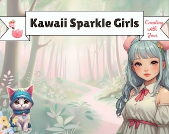 Kawaii Girls Printable, Kawaii Girls Junk Journal Kit, süßes Tagebuch, Kawaii Scrapbook Kit, Kawaii Girls Collage, Kawaii Mixed Media