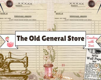 Vintage General Store Printable Kit: Junk Journal, Scrapbook, Collage