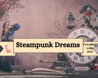 Kit de diario Steampunk: Collage de fantasía victoriana, flores (descarga digital)