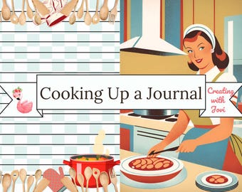 Vintage Cooking Junk Journal Kit: Mid-Century Recipe Ephemera