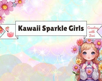 Kawaii Girls Printable, Kawaii Girls Junk Journal Kit, Cute Diary, Kawaii Scrapbook Kit, Kawaii Girls Collage, Kawaii Mixed Media